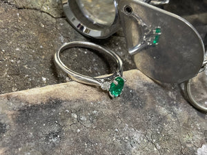 Emerald and Diamond Trilogy ring - r18036e-18w0323