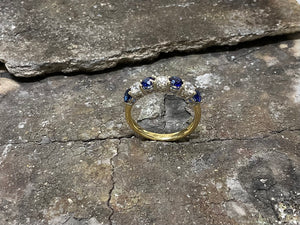 Yellow and white gold sapphire and diamond eternity ring - rx2874-18yw-0721