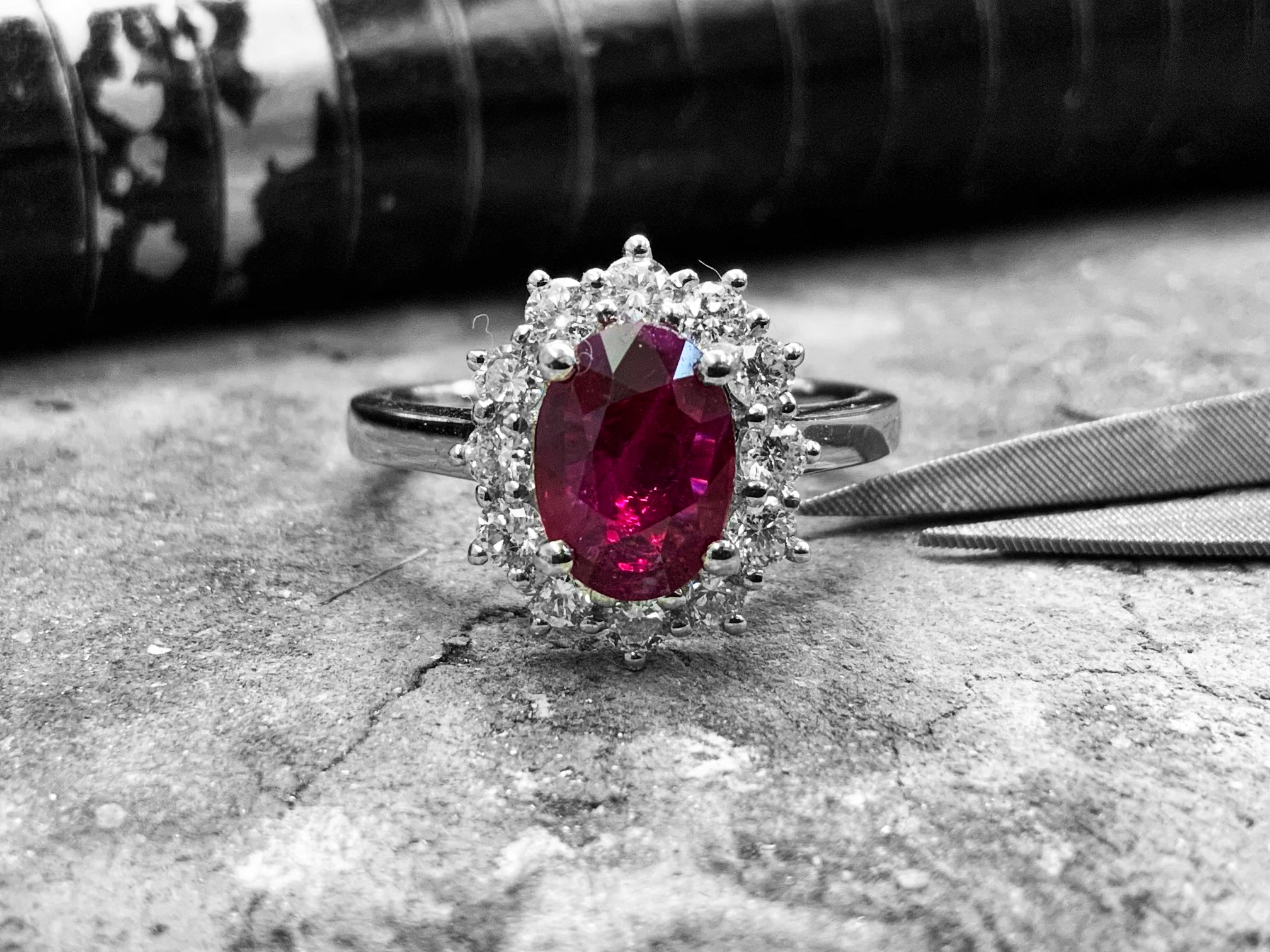 White Gold Ruby & Diamond Dress Ring - rx7601-86-18w02 White Gold Ruby & Diamond Dress Ring - rx7601-86-18w02